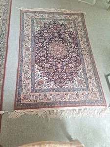 Alfombra oriental anudada a mano de lana de los años 70 3' X 5' nudos muy finos - Imagen 1 de 9