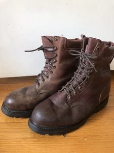 Orvis Matterhorn Men’s Brown Leather Work Boots 10 Eyelets Men’s 7.5 EE Vibram - Picture 1 of 17