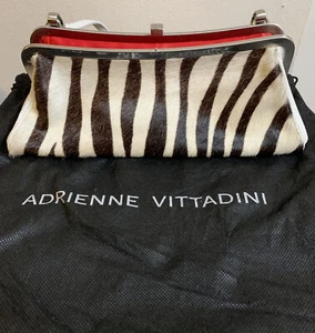 ADRIENNE VITTADINI PURSE HANDBAG ANIMAL PRINT FAUX ZEBRA SKIN LEATHER - Picture 1 of 10