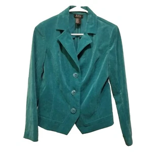 R.Q.T. Vtg Turquoise Teal Green Corduroy Blazer Jacket Petite S - Picture 1 of 7