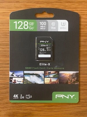 PNY 128GB Elite-X U3 V30 SDXC Flash Memory Cards x2 - Image 1 of 3