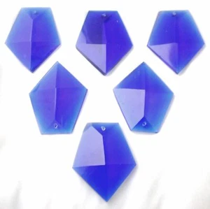 MASSIVE CUT GEOMETRIC CHANDELIER CRYSTALS BEADS COBALT C-25 - Picture 1 of 3