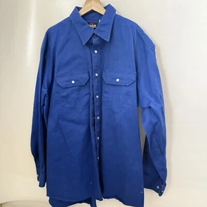 Bulwark Shirt Mens 2X Blue ARC Rated Snap Button Brush Popper Thick Work Western - Picture 1 of 6