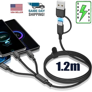 USB Type C Multiple Port Charger Cable 1.2m Usb 3 In 1Universal Charging Cord - Picture 1 of 14