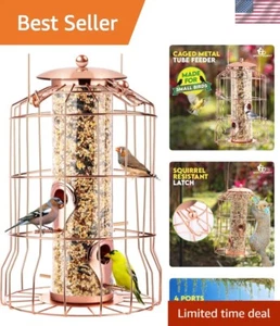 Squirrel Proof Bird Feeders for Outdoors Hanging (Rose) Metal Bird Feeder Squirr - Picture 1 of 8