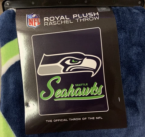 SEATTLE SEAHAWKS 50"X60" ROYAL PLUSH RASCHEL THROW BLANKET NEW NORTHWEST 👀 Cover