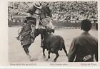 a animals animal old postcard size photo bull fighting blood sport