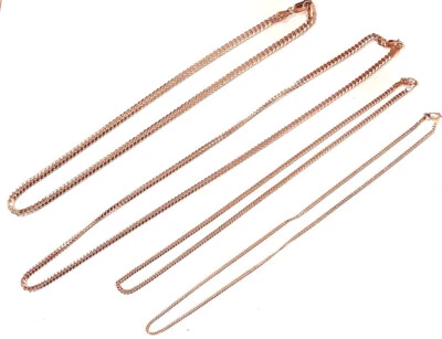 Collar de cadena de eslabones cubanos Miami de oro rosa macizo de 14kt 2 mm-4 mm talla 16"-30" Foto 1 de 4