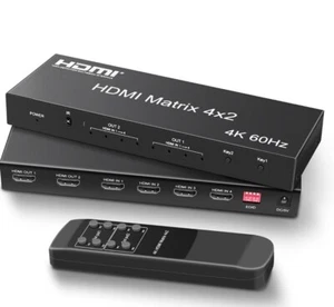 4K HDMI Matrix 4X2 Switcher Splitter with Toslink Spdif Audio Out&L+R Stereo 3D - Picture 1 of 8