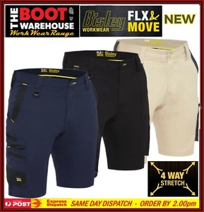 Bisley BSHC1332 Mens Flex & Move 4-Way Stretch Cargo Work Shorts + 10 Pockets - Picture 1 of 23