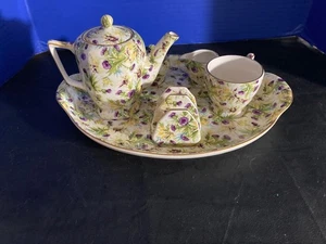 Vintage Wade of England Single Teeservice "Thistle" Chintz 8 Teile - Bild 1 von 4