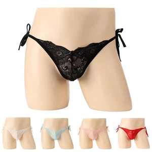 Men Sexy Lace Low Waist G-Strings Pouch Underpants T Panties Underwear Briefs - Picture 1 of 34