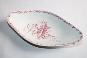 Ancien ravier en faïence de Badonviller, décor écran, poissons, dim. 24x11.7 cm - Imagen 1 de 7