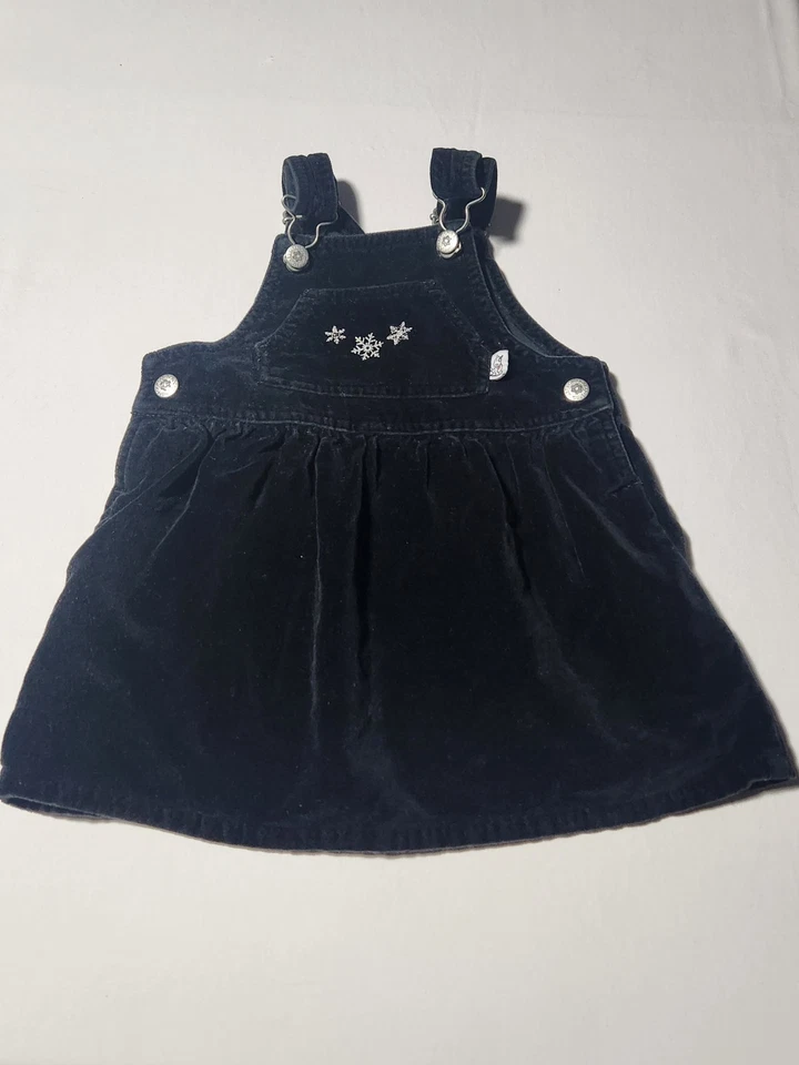 Vestido de terciopelo negro con copos de nieve bordado/talla 24 meses Sprockets bebé niña Foto 1 de 4