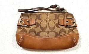 Women's Brown Coach Leather Canvas Wallet 8x5" - Picture 1 of 7