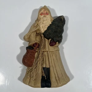 "Estatuilla de Papá Noel vintage de Navidad de 8"" para colgar en la pared Linda Horn arte popular firmada 1986" - Imagen 1 de 5