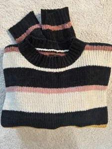 Volcom Striped Chenille Cropped Sweater M EUC - Picture 1 of 7