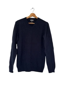 Next Premium Blue 100% Lambswool Jumper Long Sleeve Size S Mens - Picture 1 of 9