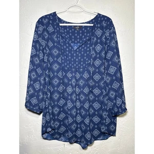 NYDJ paisley print blouse womens 1X bohemian peasant prairie cottagecore fairy - Picture 1 of 7