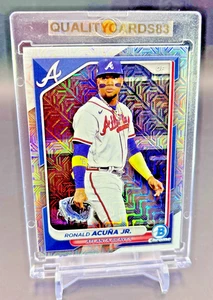 SCHEDA RIFRATTORE RONALD ACUNA JR. RAINBOW MOJO CON CUSTODIA MLB ATLANTA BRAVES - Foto 1 di 5
