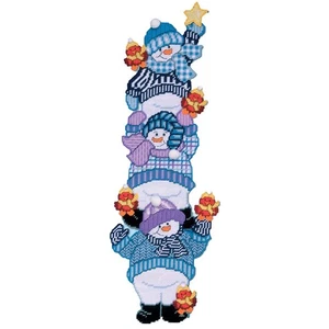 Design Works™ Blue Snowman Pile-Up Plastic Canvas Kit - Picture 1 of 1