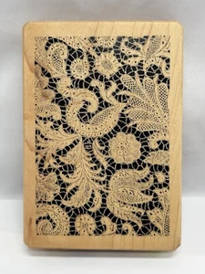 Inkadinkado - Lace Flower Large 5” Background Wood Rubber Stamp New! - Picture 1 of 3