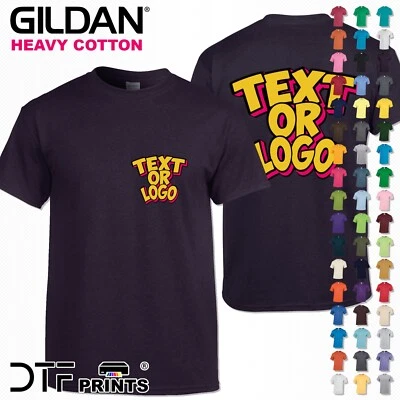 Personalised Custom Printed T-Shirt Gildan Heavy Cotton Party Stag Logo Photo - Image 1 of 4