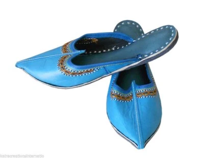 Women Clogs Traditional Handmade Indian Slippers Sky Blue Flip Flops Jutti US 6 - Image 1 of 4