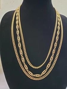 Vintage 70er Jahre Monet lange goldfarbene Multi Kette Halskette - Bild 1 von 11