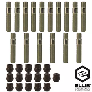 Kit de conversión de pernos M14 x 1,5 16 x 80 mm pernos y tuercas negras cónicas - Imagen 1 de 3