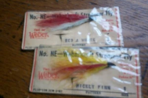 Vintage Weber Streaming Fly Mickey Finn/ Red White size 8 Fly Fishing On Card - Picture 1 of 2