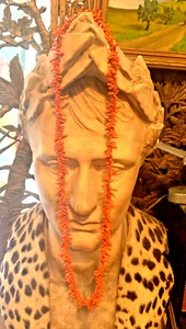 Vintage 36" long Natural Red Salmon Coral Branch Flapper Necklace Unstrung - Picture 1 of 7