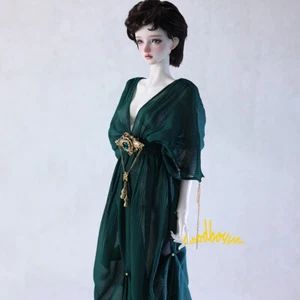1/3SD SD16 SID EID BJD Conjunto Ropa Cuello en V Vestido Retro + Broche Verde Oscuro - Imagen 1 de 6