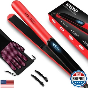 Fabuday Flat Iron Hair Straightener Dual Voltage - Heat Up Quickly, LCD Displ - Picture 1 of 5