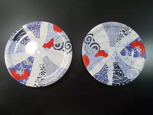 2 ~ WAECHTERSBACH W. Alemania Platos de Postre de Ensalada Azul, Blanco y Rojo 7 3/4" -De Colección - Imagen 1 de 14