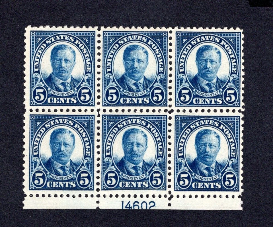 Scott 557 5 Cents Roosevelt MNH Plate Block of 6, Beautiful OG, Super Fresh - Image 1 of 2
