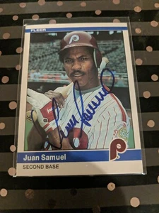 Juan Samuel Signed 1984 Fleer Card PHILADELPHIA PHILLIES - Picture 1 of 1
