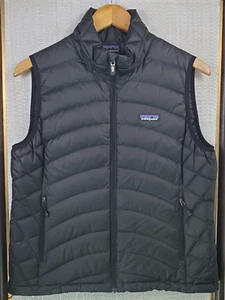 PATAGONIA Womens Goose Down Size Medium Full Zip Puffy Vest Quilted Black - Picture 1 of 14