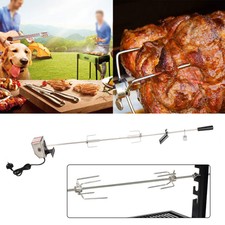 Stainless Steel Electric BBQ Rotisserie Grill Motor Fork Heavy Duty Roast UK