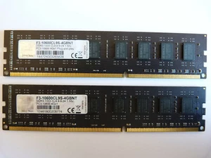 2x 4GB G.Skill F3-10600CL9S-4GBNT 8GB 1333MHz DDR3 RAM PC3-10600U PC RAM Kit - Bild 1 von 1