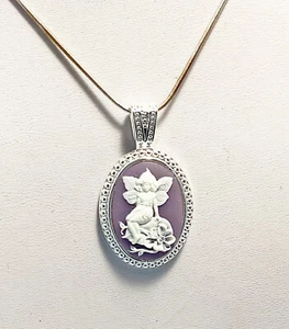 Weiß auf lila Fee Kamee 25 x 18 mm Halskette SP - 2 Stile - Bild 1 von 4