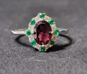 Rhodolite Garnet 925 Sterling Silver Ring Size 7 0554 - Picture 1 of 7