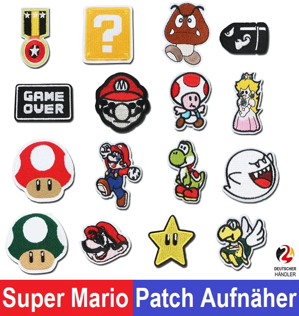 Für Super Mario Fans Patch Aufnäher Bügelbild Aufnäher Sticker Figur Aufkleber🌟 - Bild 1 von 1