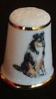 COLLIE SHEEP DOG IN WORK  IS AN ARTIST HAND PAINT AYNSLEY CHINA SOUVENIR THIMBLE