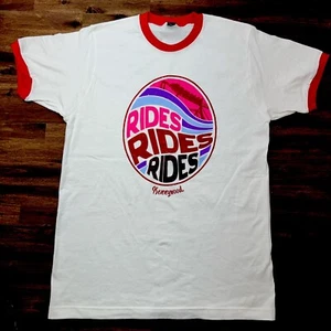 RARE Kennywood Amusement Park MEDIUM Ringer Tee RIDES RIDES RIDES VTG Inspired - Picture 1 of 12