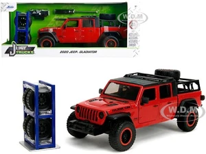 2020 JEEP GLADIATOR PICKUP RED & EXTRA WHEELS 1/24 DIECAST MODEL BY JADA 34190 - Picture 1 of 9