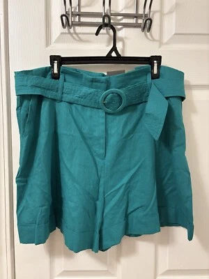 Worthington JCPenney Belted Pleated Shorts Porcelain Green Sz 18 - Image 1 of 4