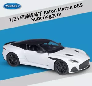 Welly 1:24 Aston Martin DBS Superleggera Diecast Metal Modelo Coche Azul Rojo - Imagen 1 de 14