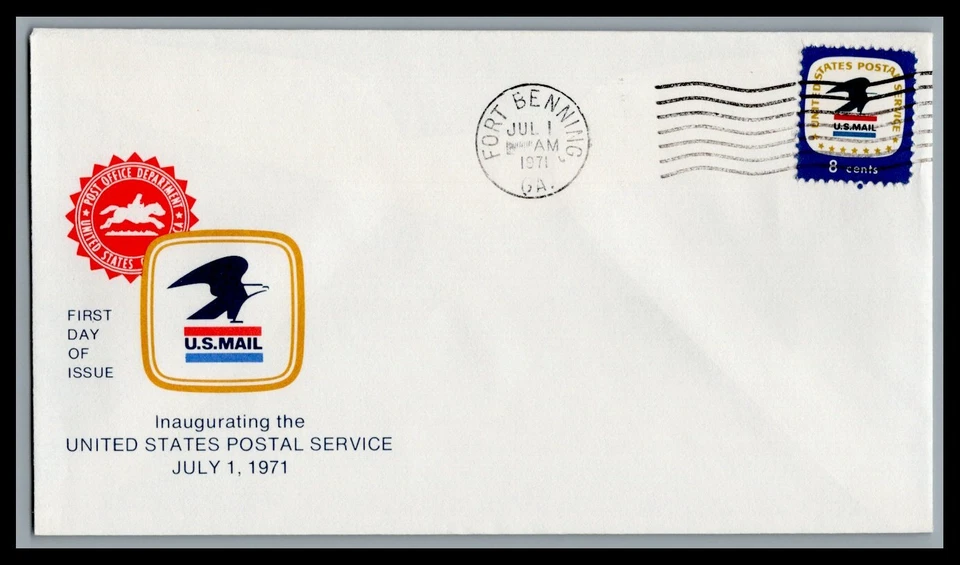 US FDC # 1396 8c Postal Service Emblem  usps Fort Benning GA 1971, 9L952 - Image 1 of 1