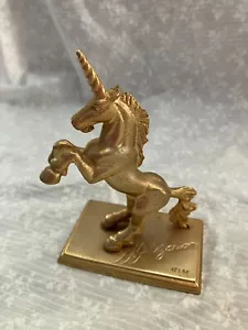 London Pewter gold plated unicorn. 4 inch. Signed. H. Ghazarian 1983. - Picture 1 of 4